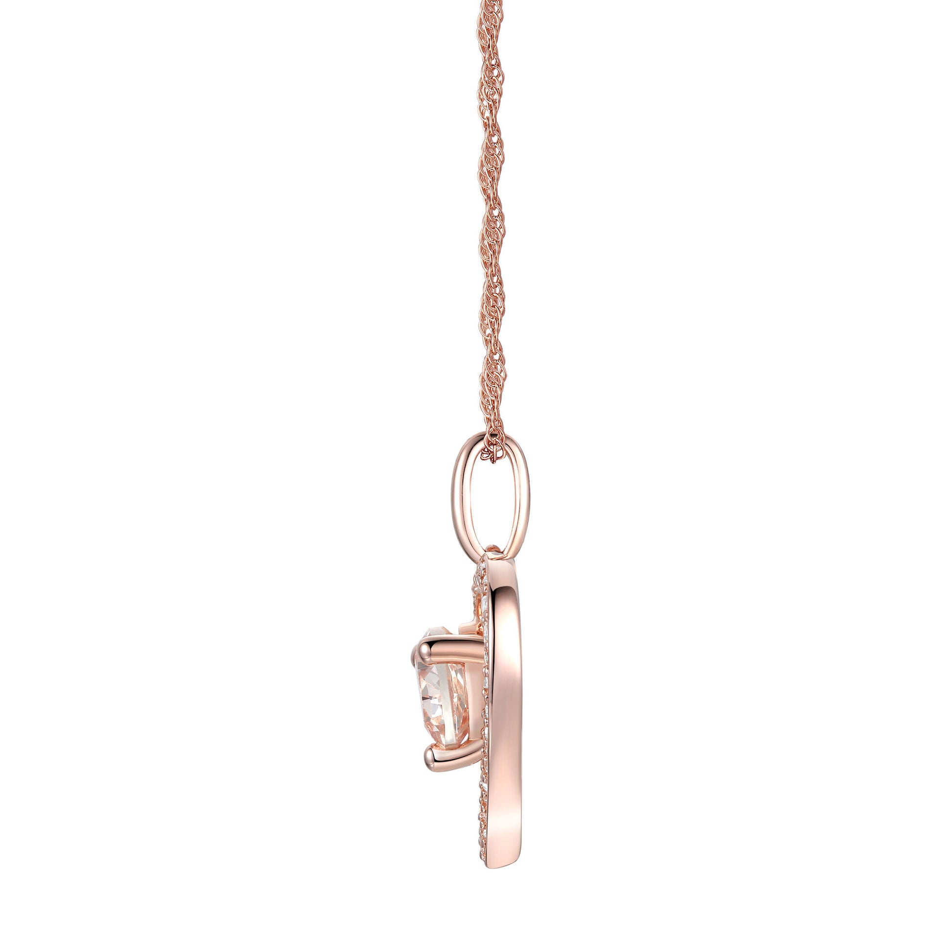Morganite and Diamond Heart Pendant in 10K Rose Gold (1/8 ct. tw.)
