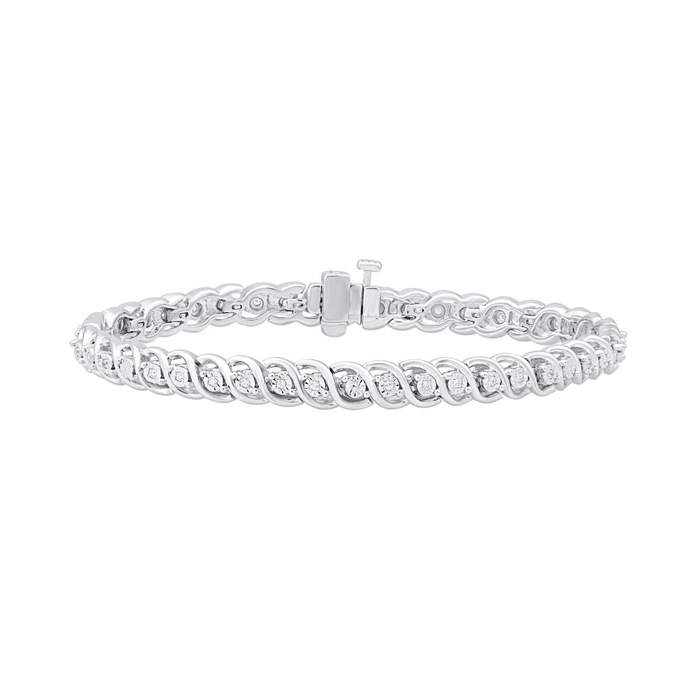Diamond S-Link Bracelet in Sterling Silver (1/4 ct. tw.)