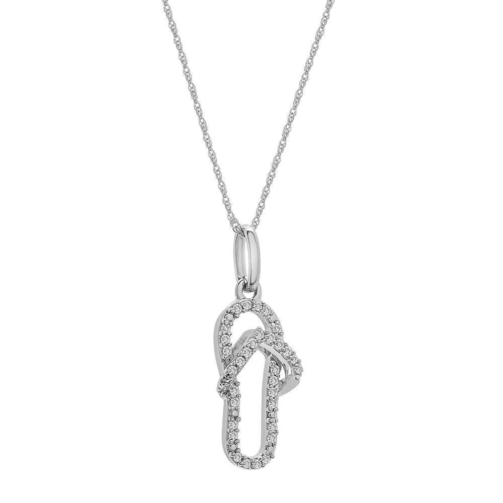 Diamond Flip-Flop Pendant in 10K White Gold (1/10 ct. tw.)