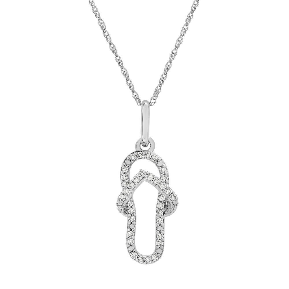 Diamond Flip-Flop Pendant in 10K White Gold (1/10 ct. tw.)