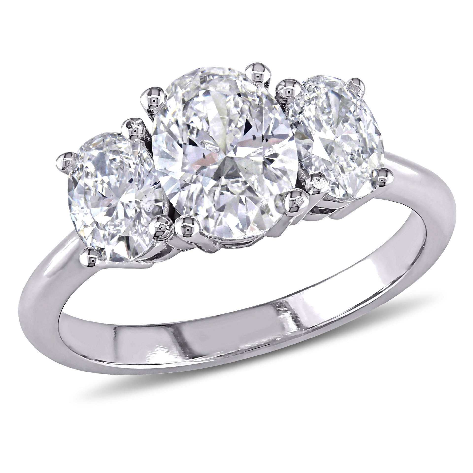 1 1/2 ct TW Oval-Cut Diamond 3-Stone Engagement Ring in 18k White Gold
