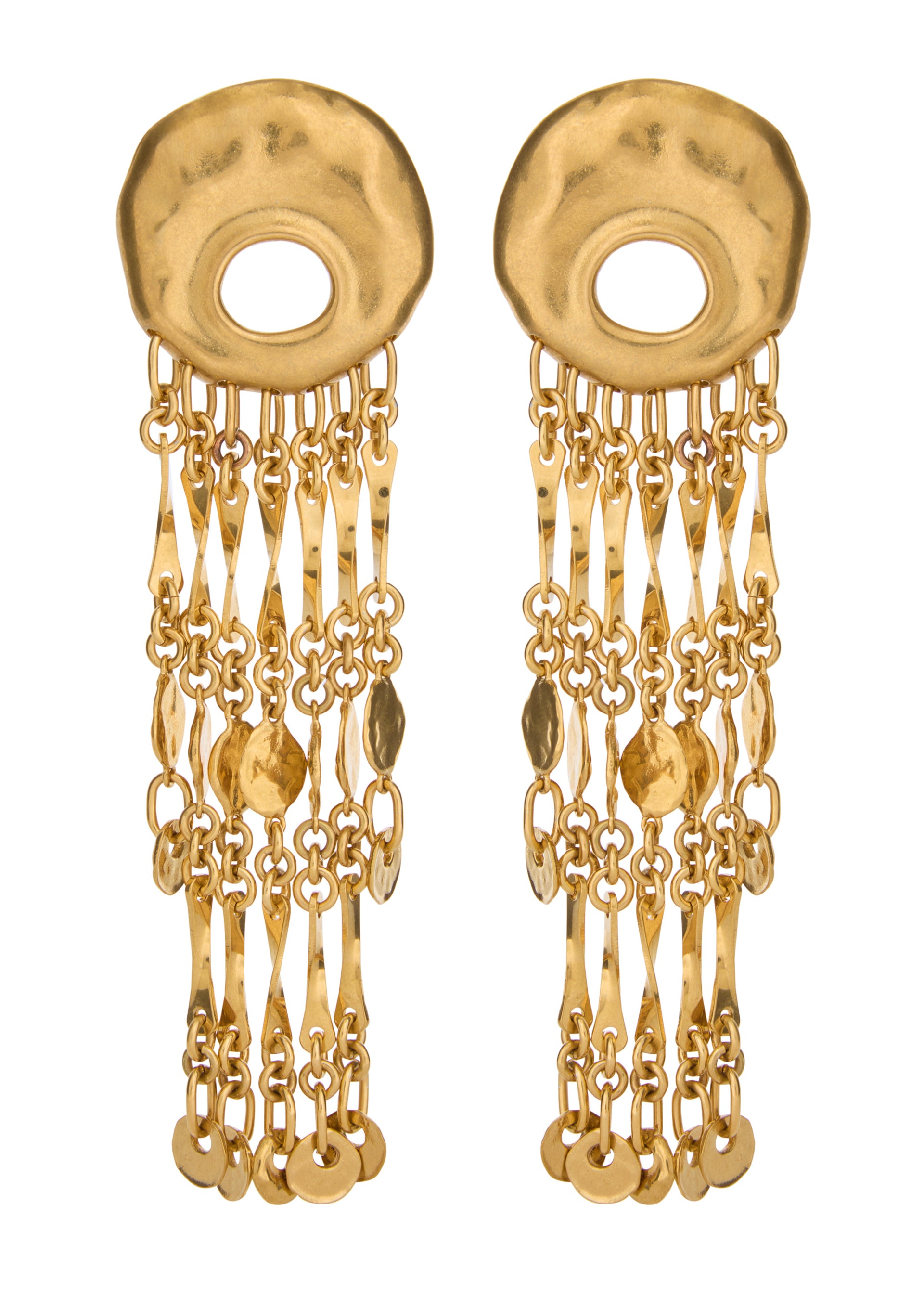 The Eclectic hammered clip-on drop earrings