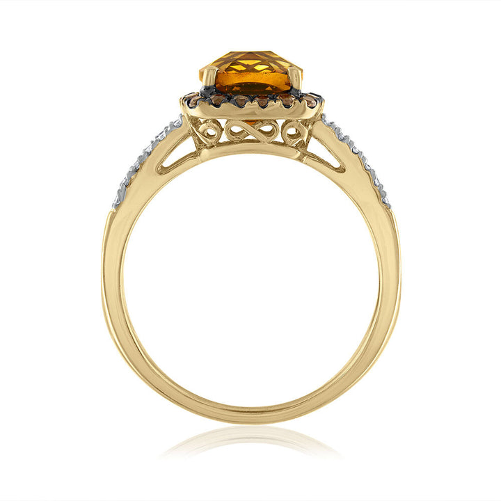 Citrine Ring with Brown Topaz and Diamond in 10K Yellow Gold