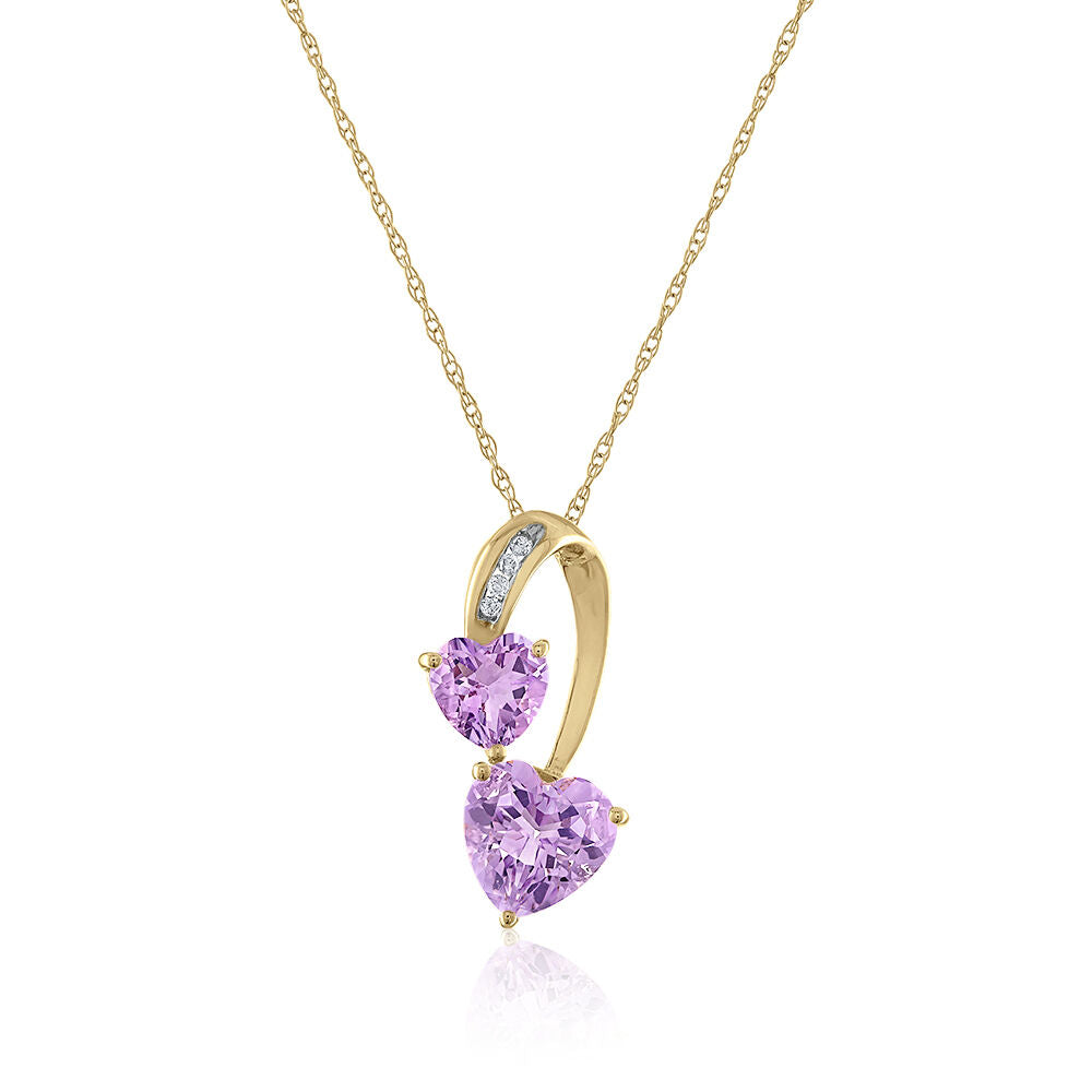 Amethyst & Diamond Accent Pendant in 14K Yellow Gold