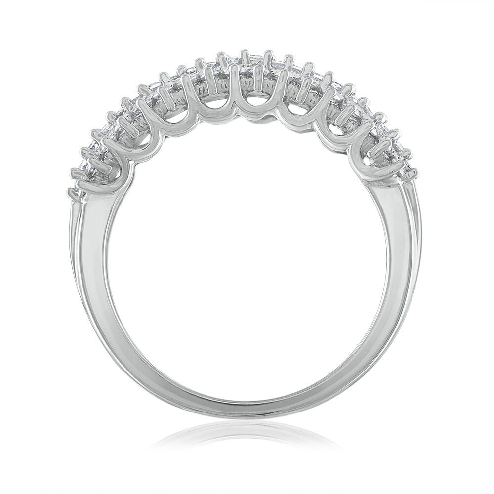 Baguette & Round Diamond Band in 10K White Gold (3/4 ct. tw.)