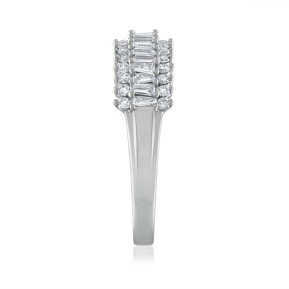 Baguette & Round Diamond Band in 10K White Gold (3/4 ct. tw.)
