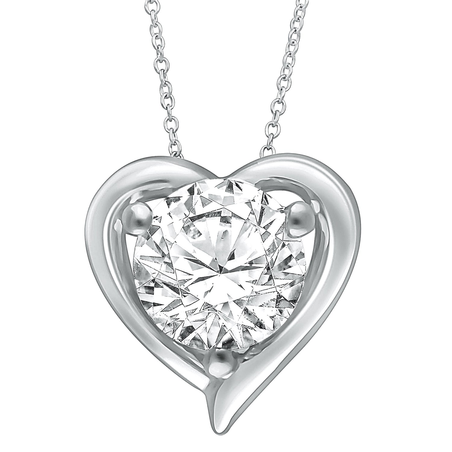 Lab Grown Diamond Heart Pendant in 14K White Gold (1/4 ct. tw.)