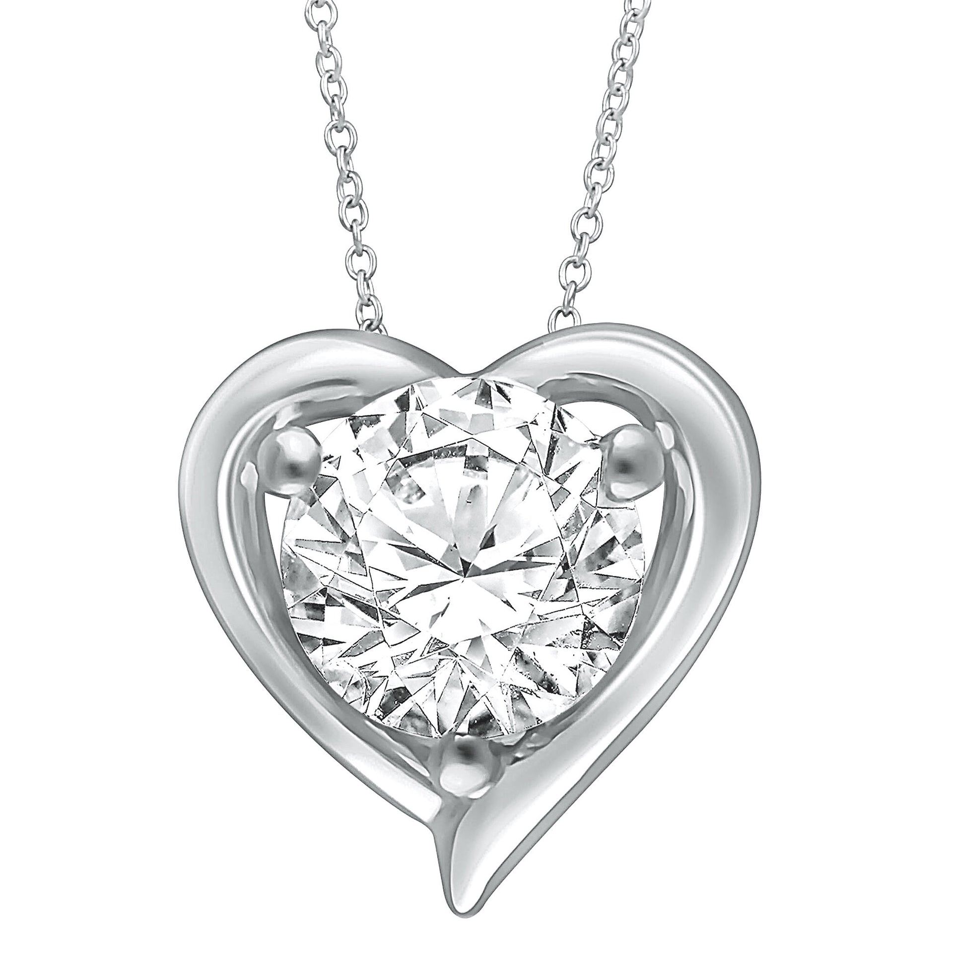 Lab Grown Diamond Heart Pendant in 14K White Gold (1/4 ct. tw.)