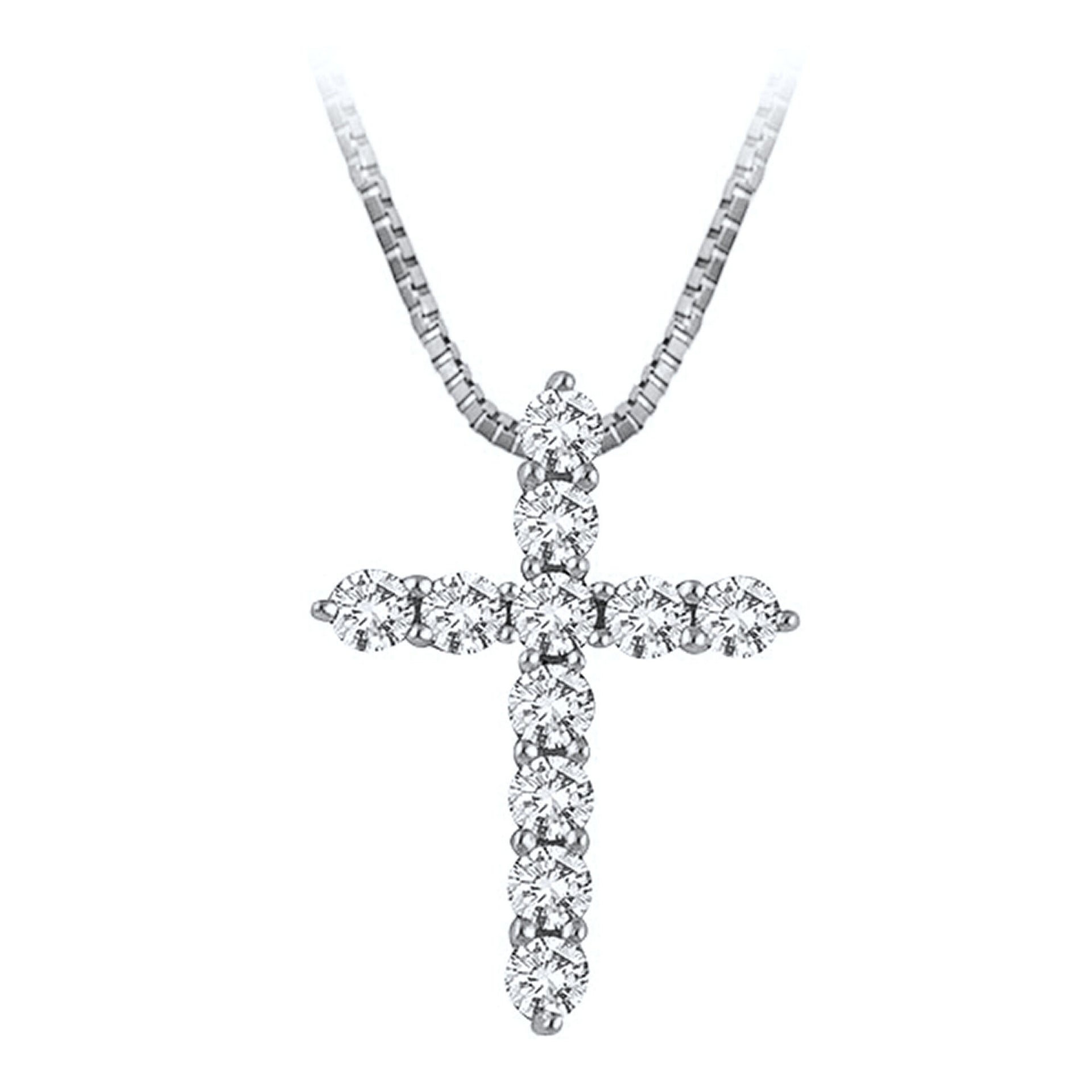 Lab Grown Diamond Cross Pendant in 14K White Gold (1/4 ct. tw.)