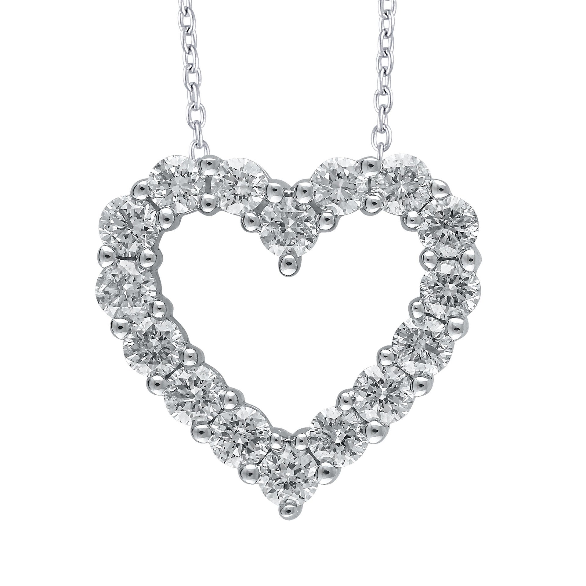 Lab Grown Diamond Heart Pendant in 14K White Gold (1 ct. tw.)