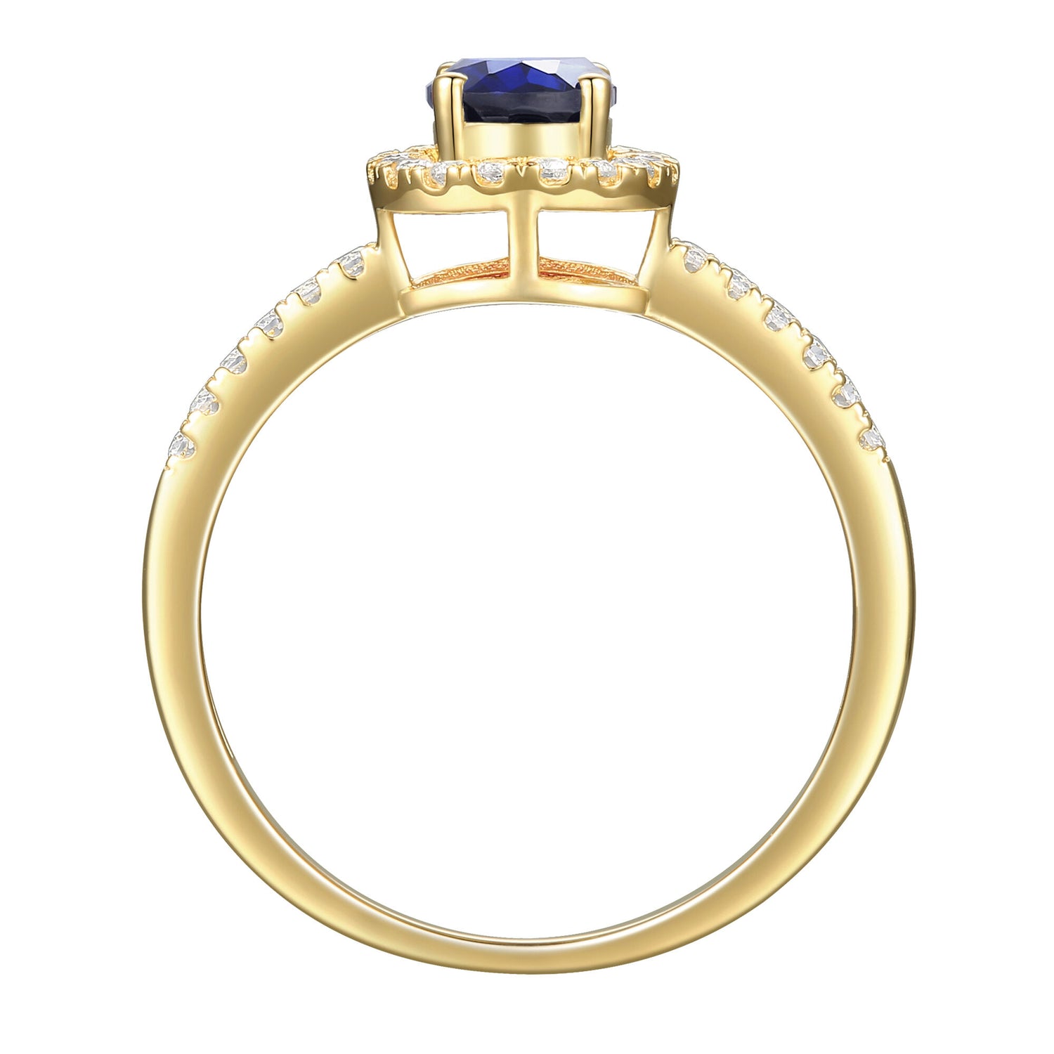 Blue Sapphire and Diamond Ring in 10K Yellow Gold (1/5 ct. tw.)