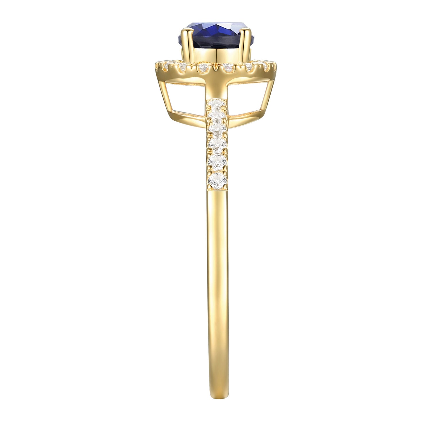 Blue Sapphire and Diamond Ring in 10K Yellow Gold (1/5 ct. tw.)