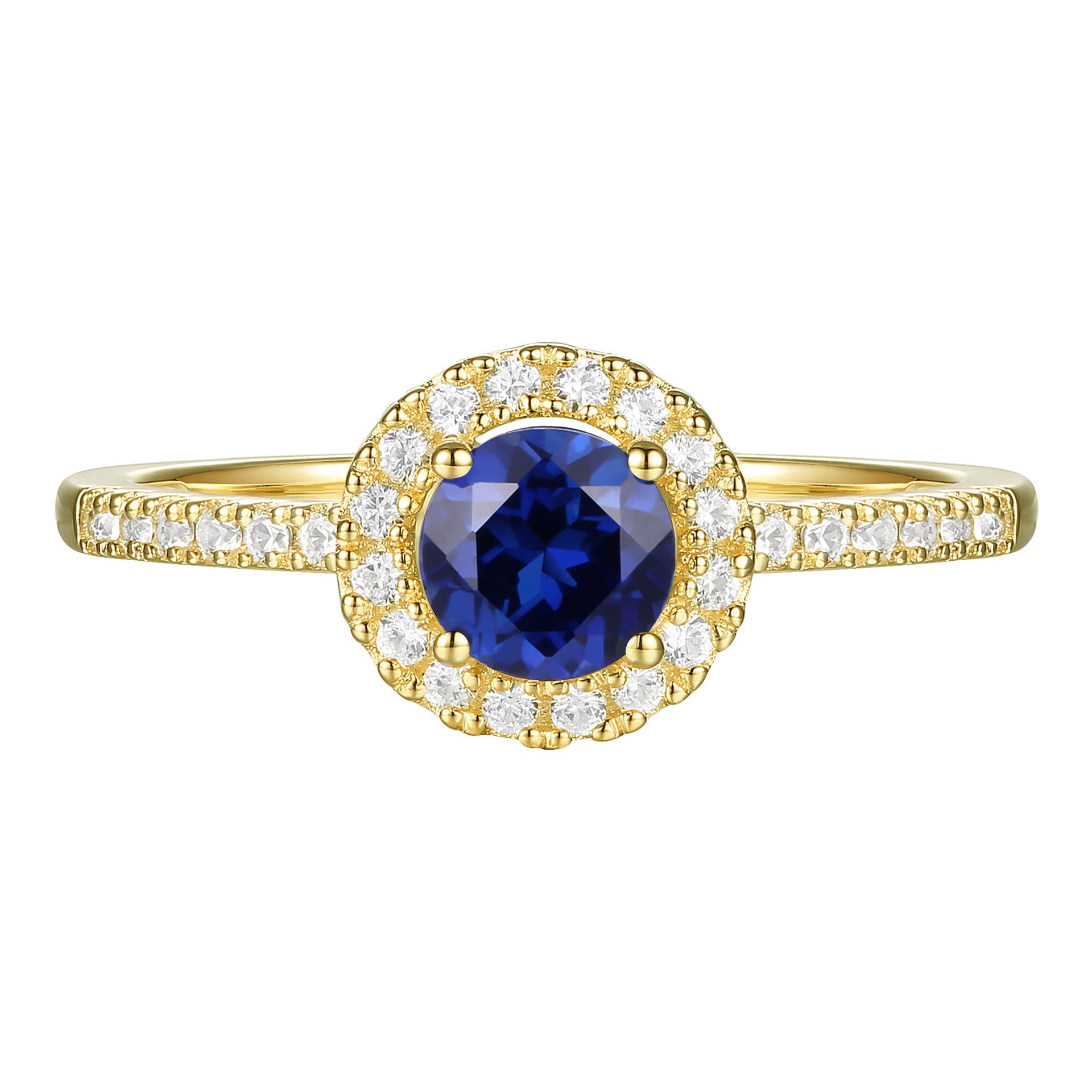 Blue Sapphire and Diamond Ring in 10K Yellow Gold (1/5 ct. tw.)