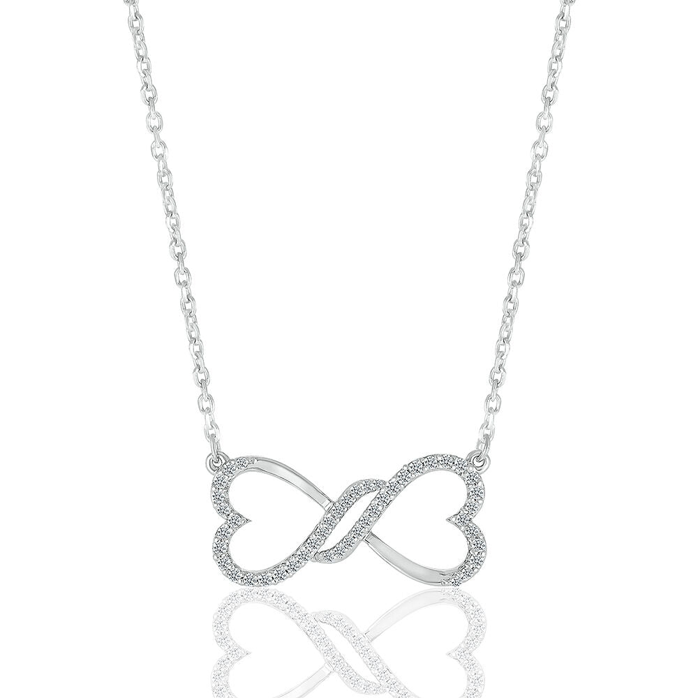 Diamond Infinity Heart Necklace in Sterling Silver (1/7 ct. tw.)