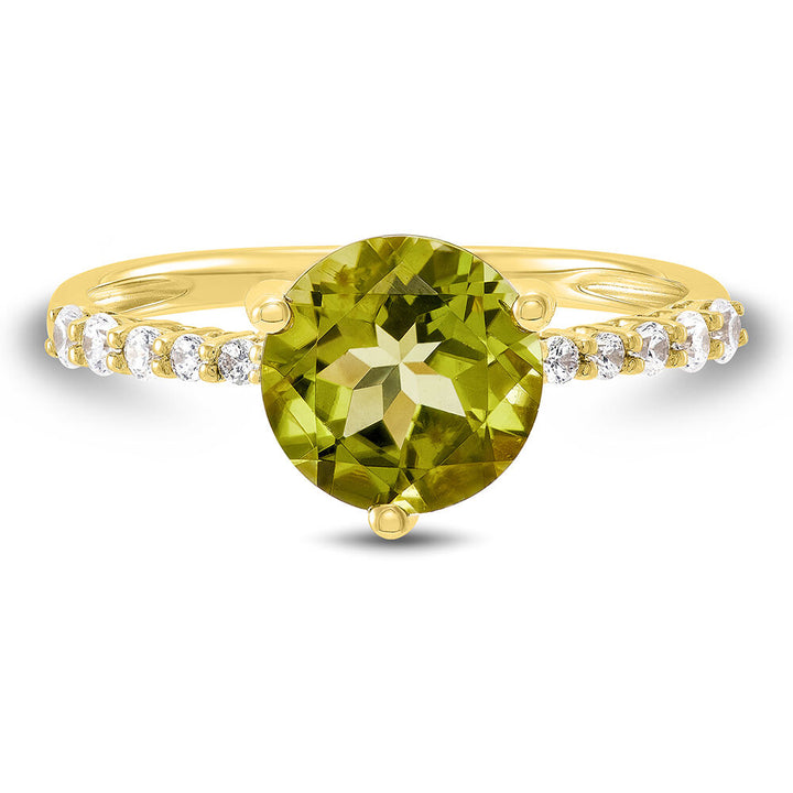 Round Peridot & Diamond Ring in 10K Yellow Gold (1/7 ct. tw.)
