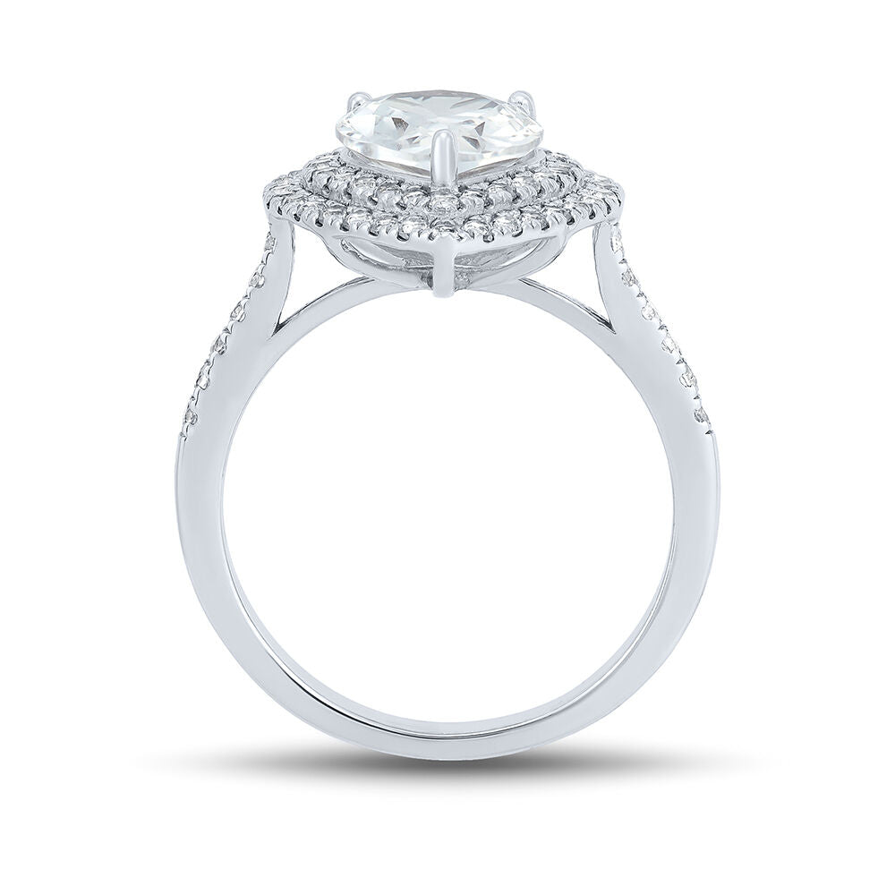 Pear-Shaped Lab Created White Sapphire Ring in Sterling Silver