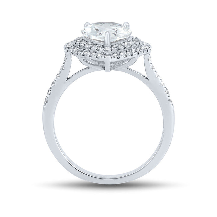 Pear-Shaped Lab Created White Sapphire Ring in Sterling Silver