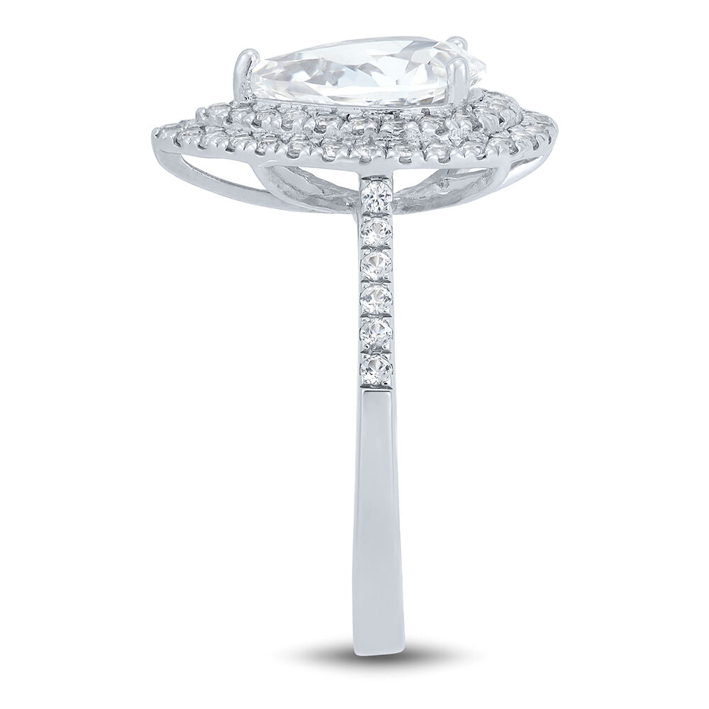 Pear-Shaped Lab Created White Sapphire Ring in Sterling Silver