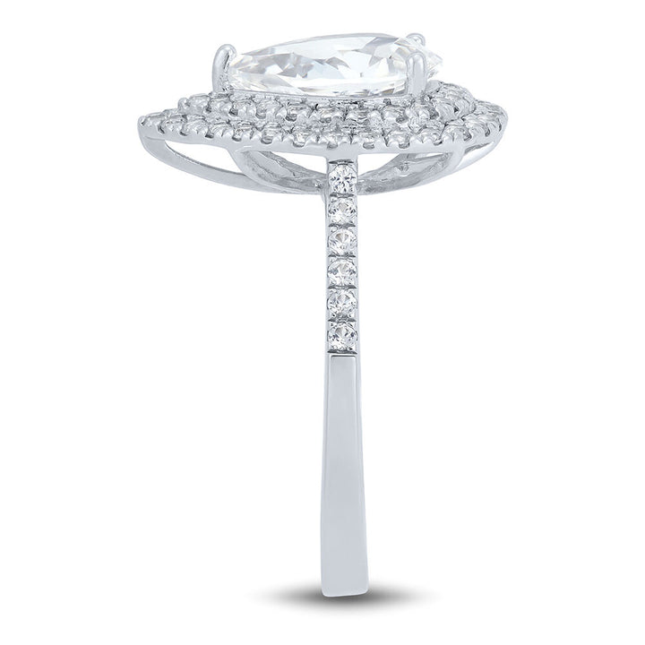 Pear-Shaped Lab Created White Sapphire Ring in Sterling Silver