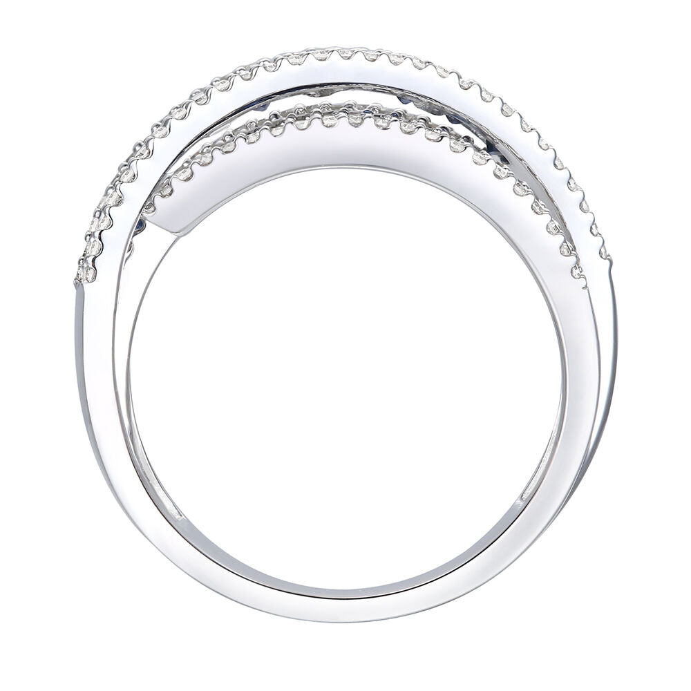 Blue Sapphire and Diamond Wrap Band in 10K White Gold (1/2 ct. tw.)