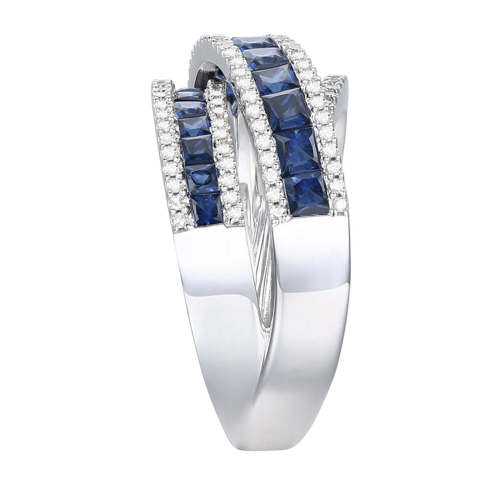 Blue Sapphire and Diamond Wrap Band in 10K White Gold (1/2 ct. tw.)