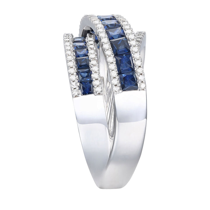 Blue Sapphire and Diamond Wrap Band in 10K White Gold (1/2 ct. tw.)