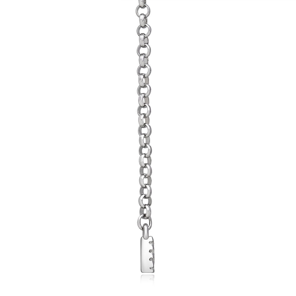 Mother of Pearl & Lab Created White Sapphire Bar Necklace in Sterling Silver