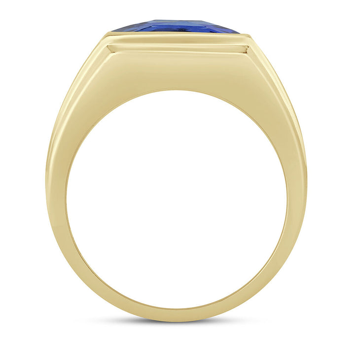 Lab Created Blue Sapphire and Diamond Ring in 10K Yellow Gold (1/7 ct. tw.)