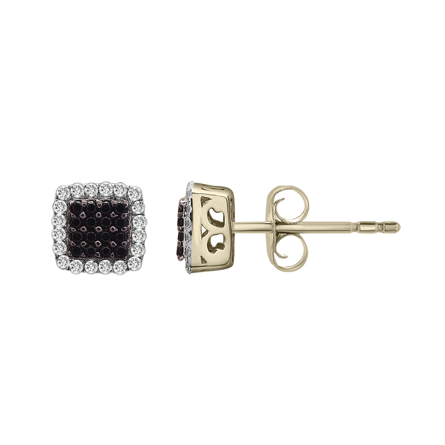 Black and White Diamond Earrings in 10K Yellow Gold (1/4 ct. tw.)