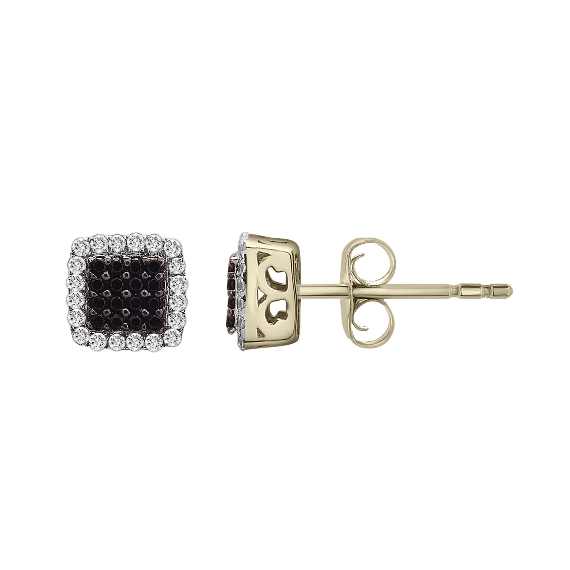 Black and White Diamond Earrings in 10K Yellow Gold (1/4 ct. tw.)