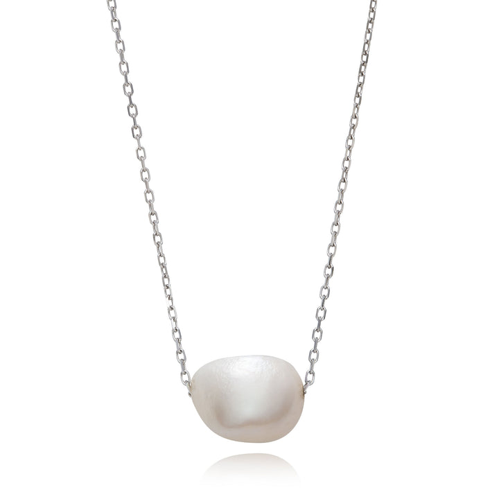Baroque-Shaped Pearl Necklace in Sterling Silver