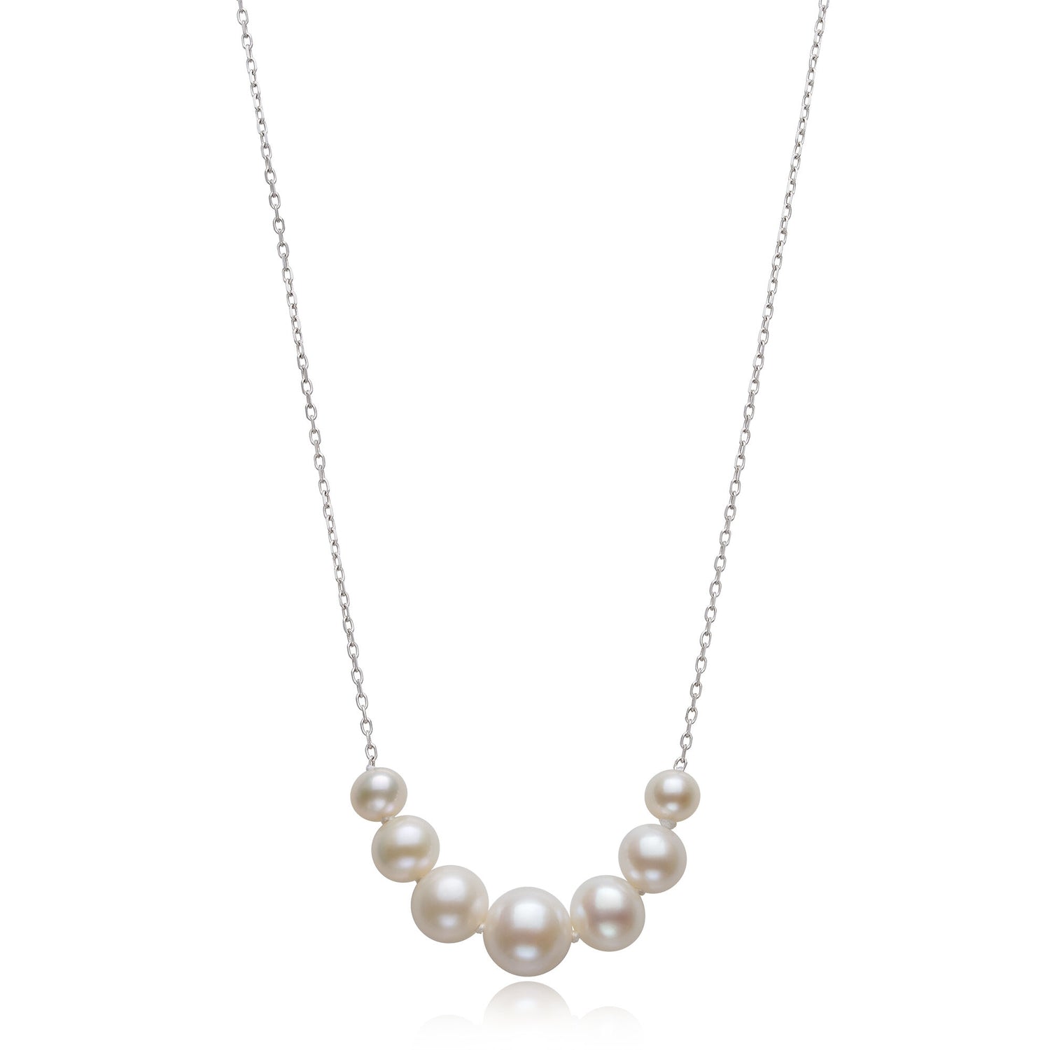 Freshwater Cultured Pearl Smile Necklace in Sterling Silver