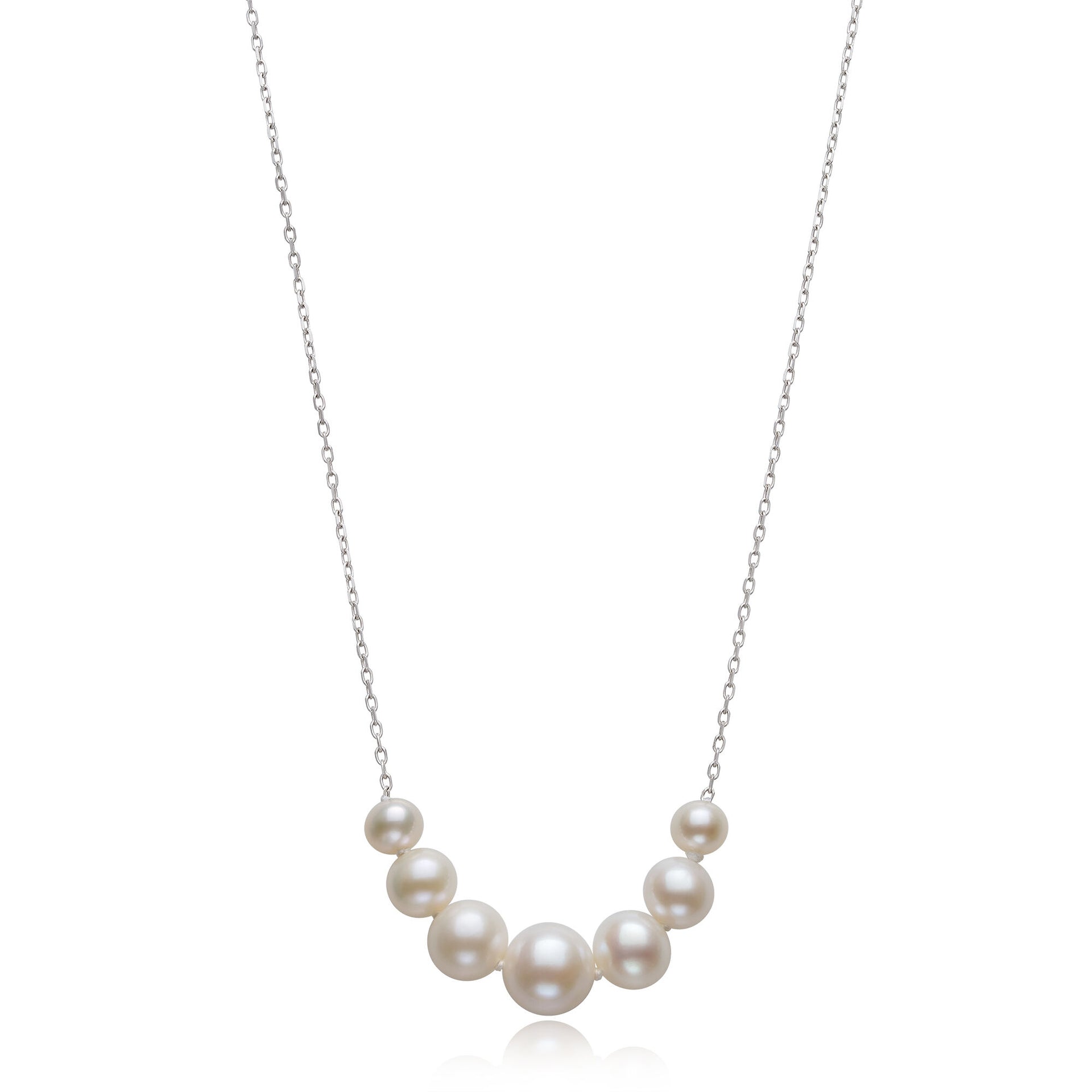 Freshwater Cultured Pearl Smile Necklace in Sterling Silver