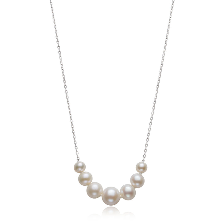 Freshwater Cultured Pearl Smile Necklace in Sterling Silver