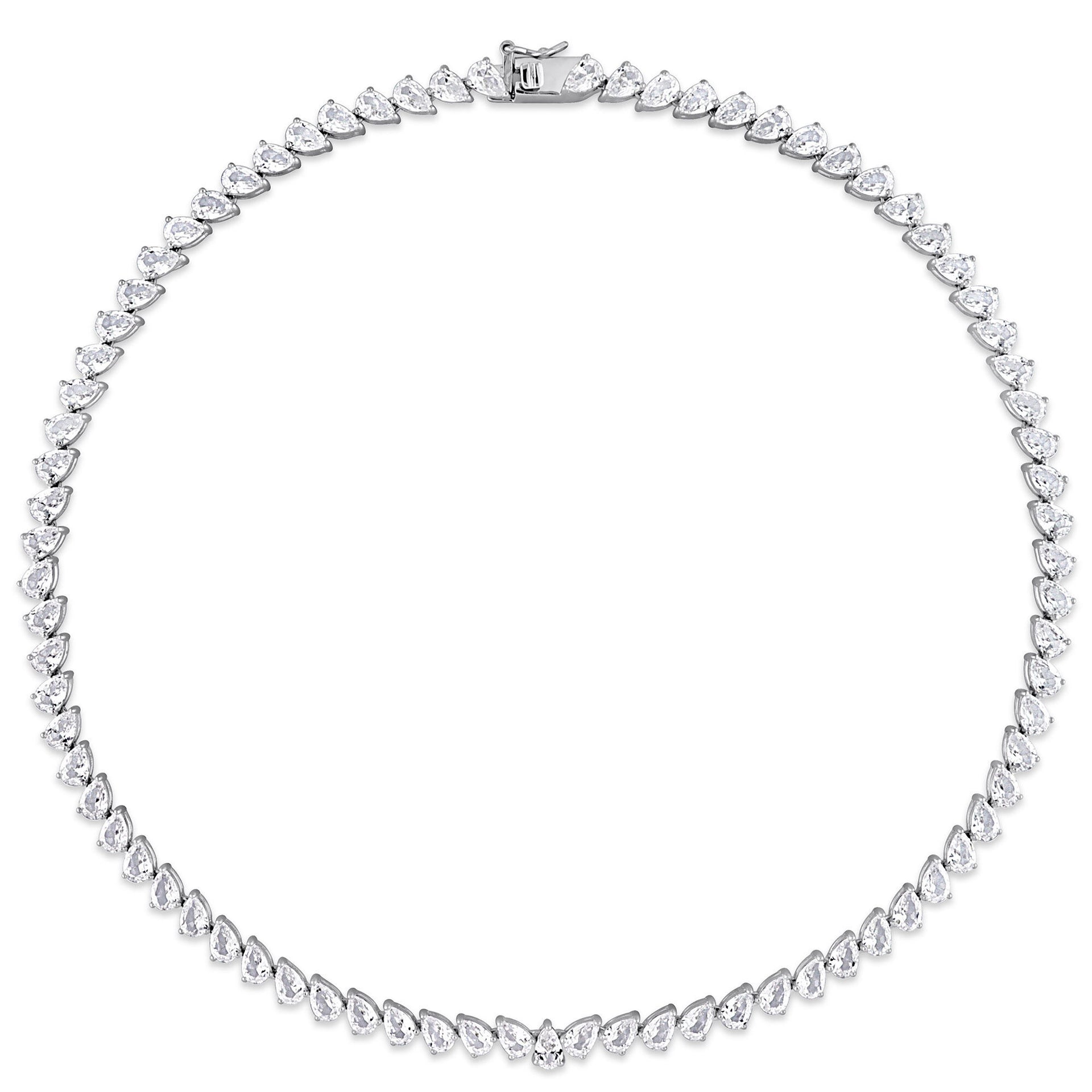 Lab Created Pear-Shaped White Sapphire Necklace in Sterling Silver