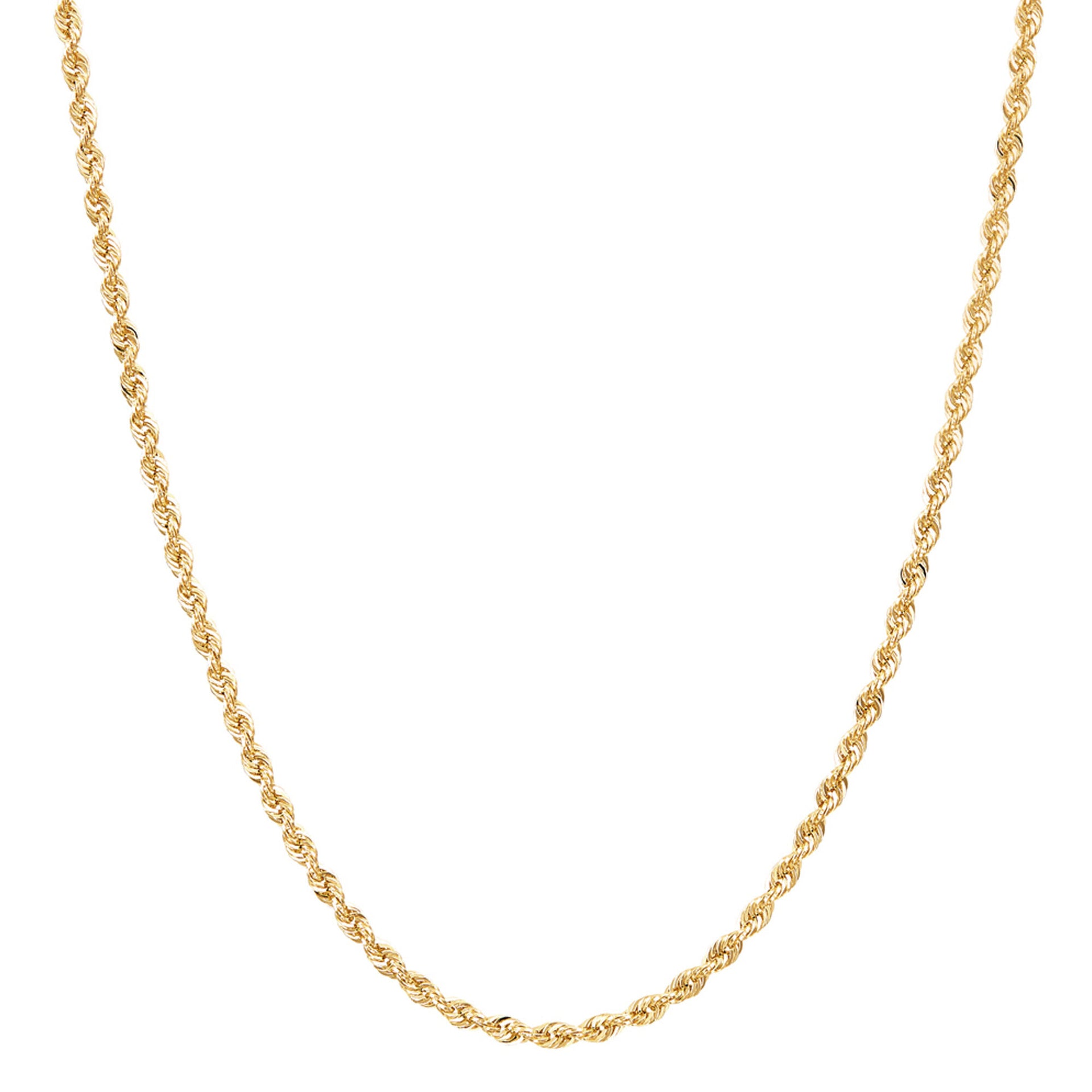 Glitter Rope Chain Necklace in 14K Yellow Gold, 2mm, 22”
