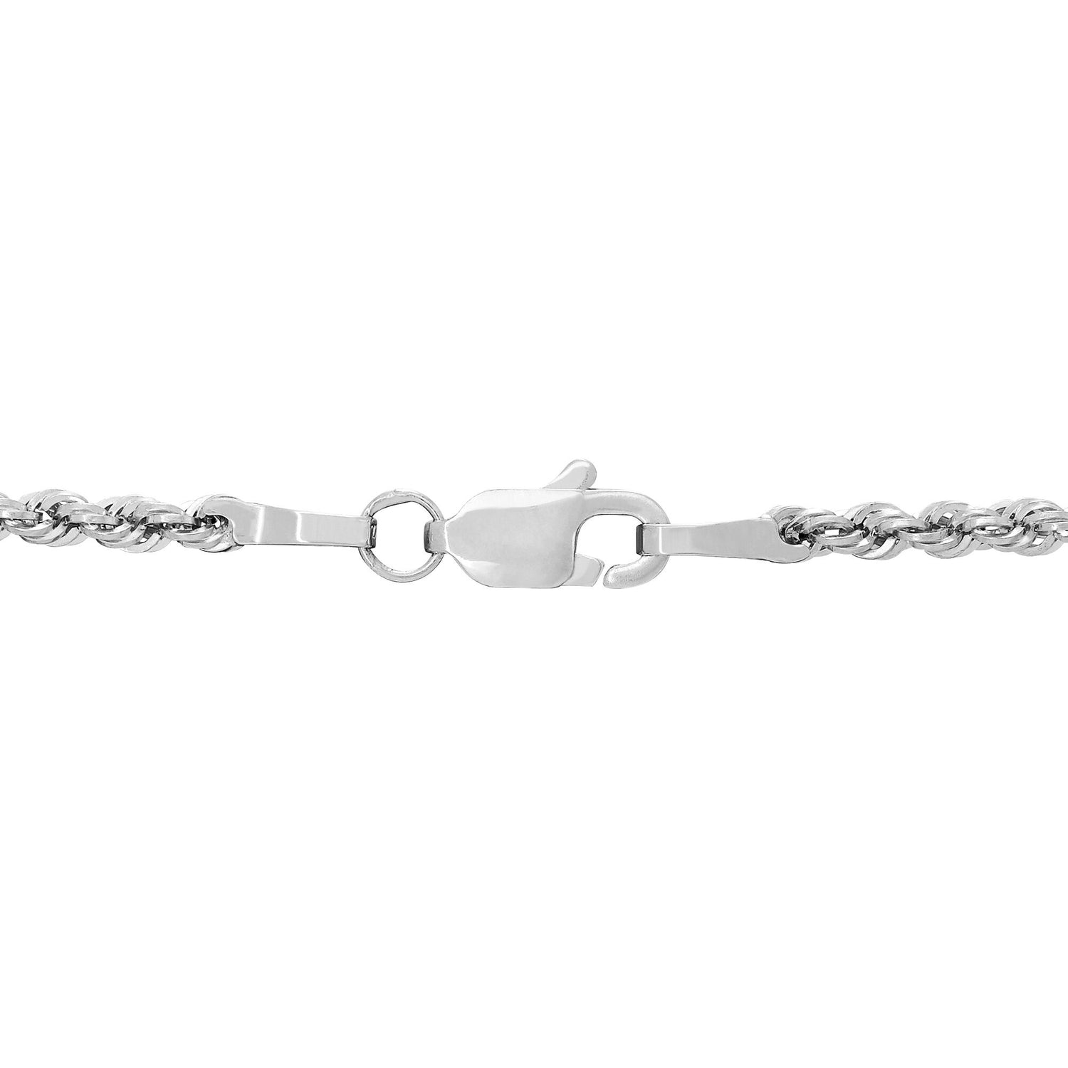 Glitter Rope Chain Necklace in 14K White Gold, 2mm, 18”