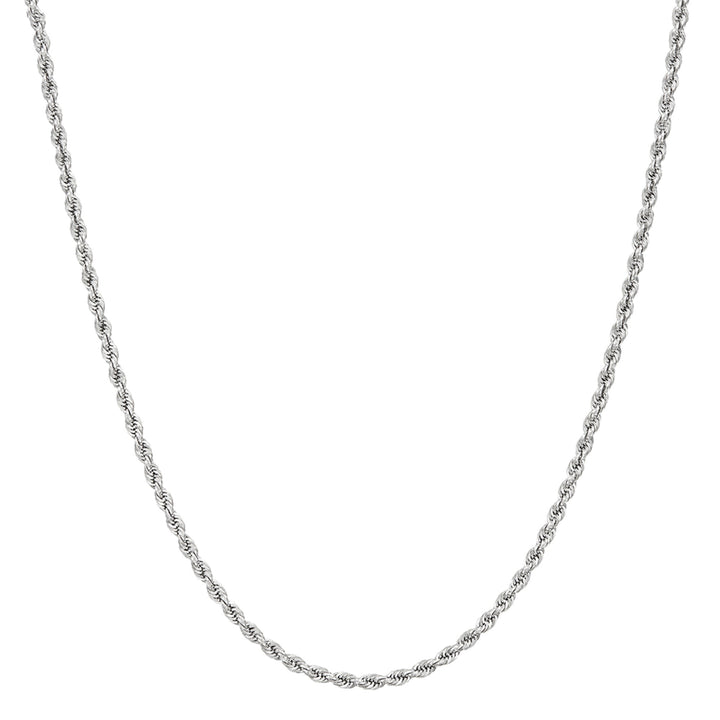 Glitter Rope Chain Necklace in 14K White Gold, 2mm, 18”