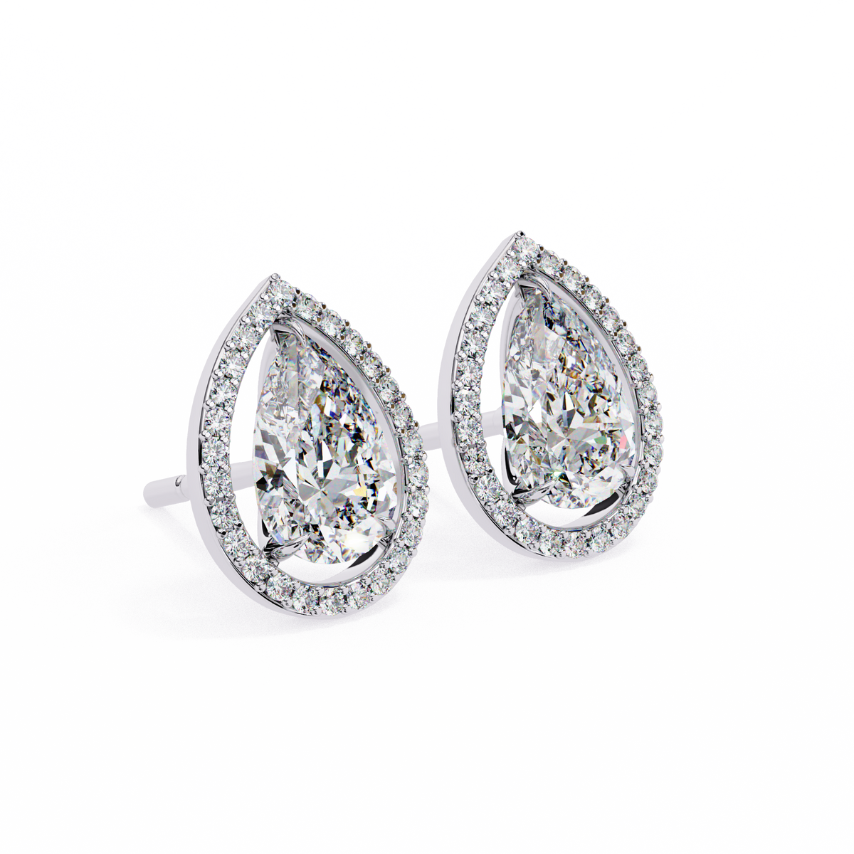 Pear-Cut Lab-grown Diamond Antique Studs in 10K White Gold