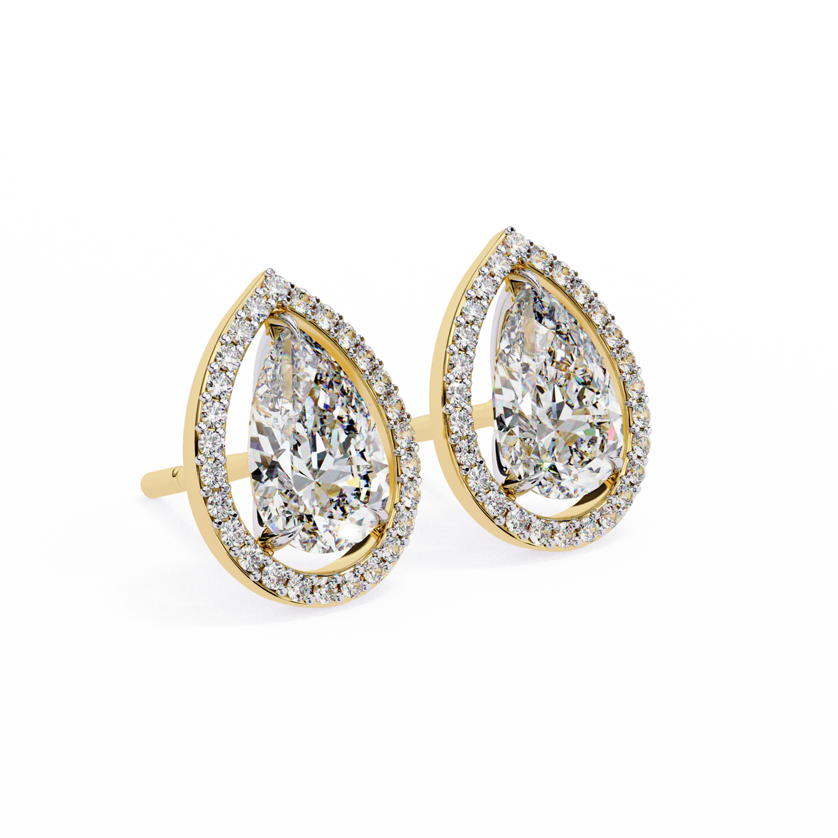 Pear-Cut Lab-grown Diamond Antique Studs in 10K White Gold