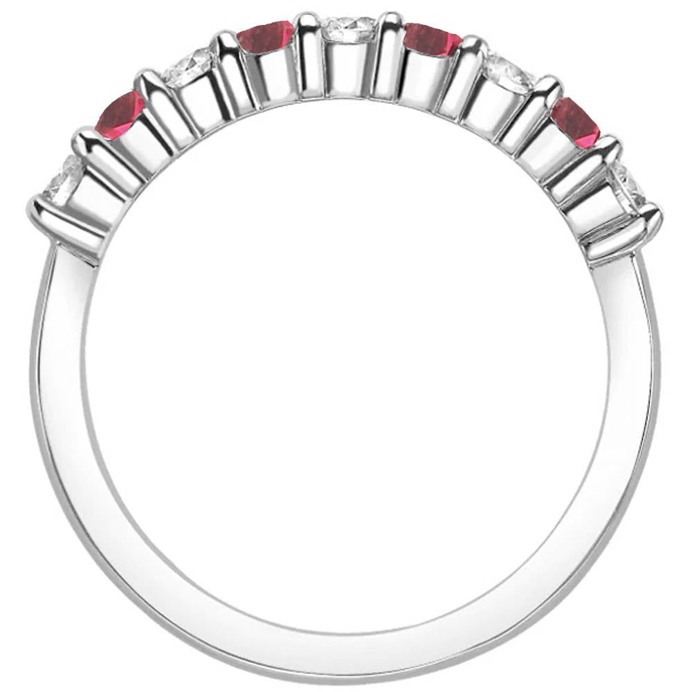 1/2 CT Ruby & Diamond Wedding Ring 10K White Gold
