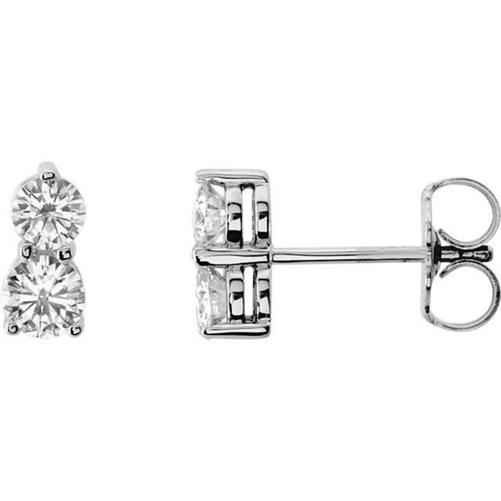 1/2CT Forever Us Two Stone Diamond Studs Womens Earrings 14K White Gold