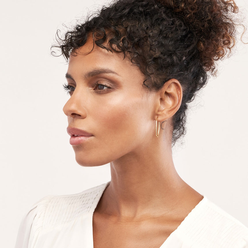 Thin Oval Hoop Earrings