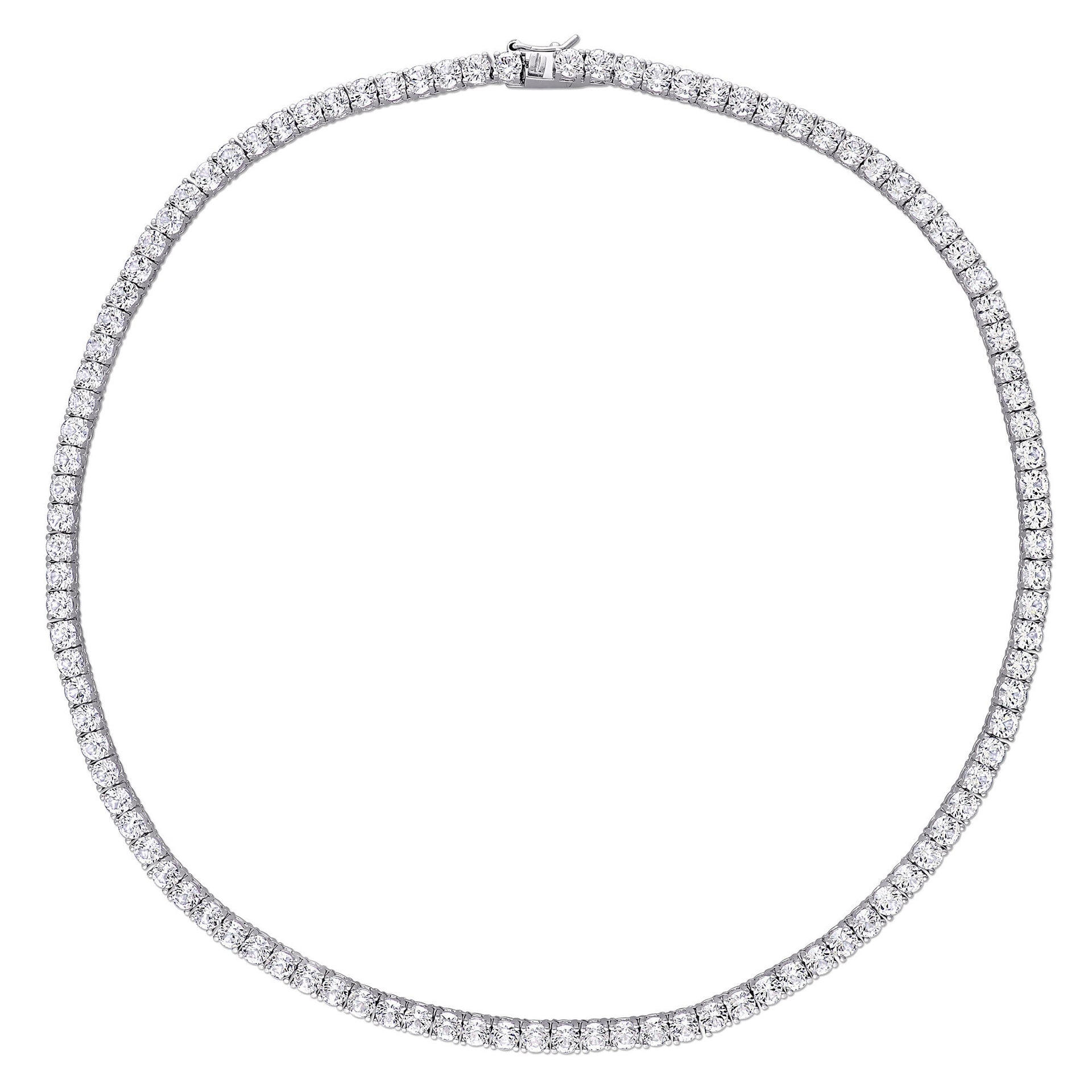 Lab Created White Sapphire Tennis Necklace in Sterling Silver