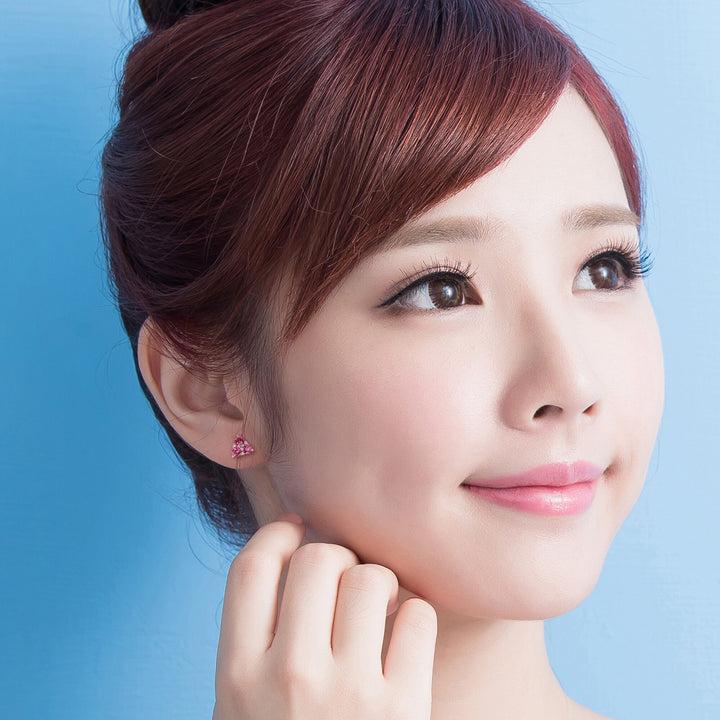 Lab Created Ruby & Lab Created White Sapphire Earrings in Sterling Silver