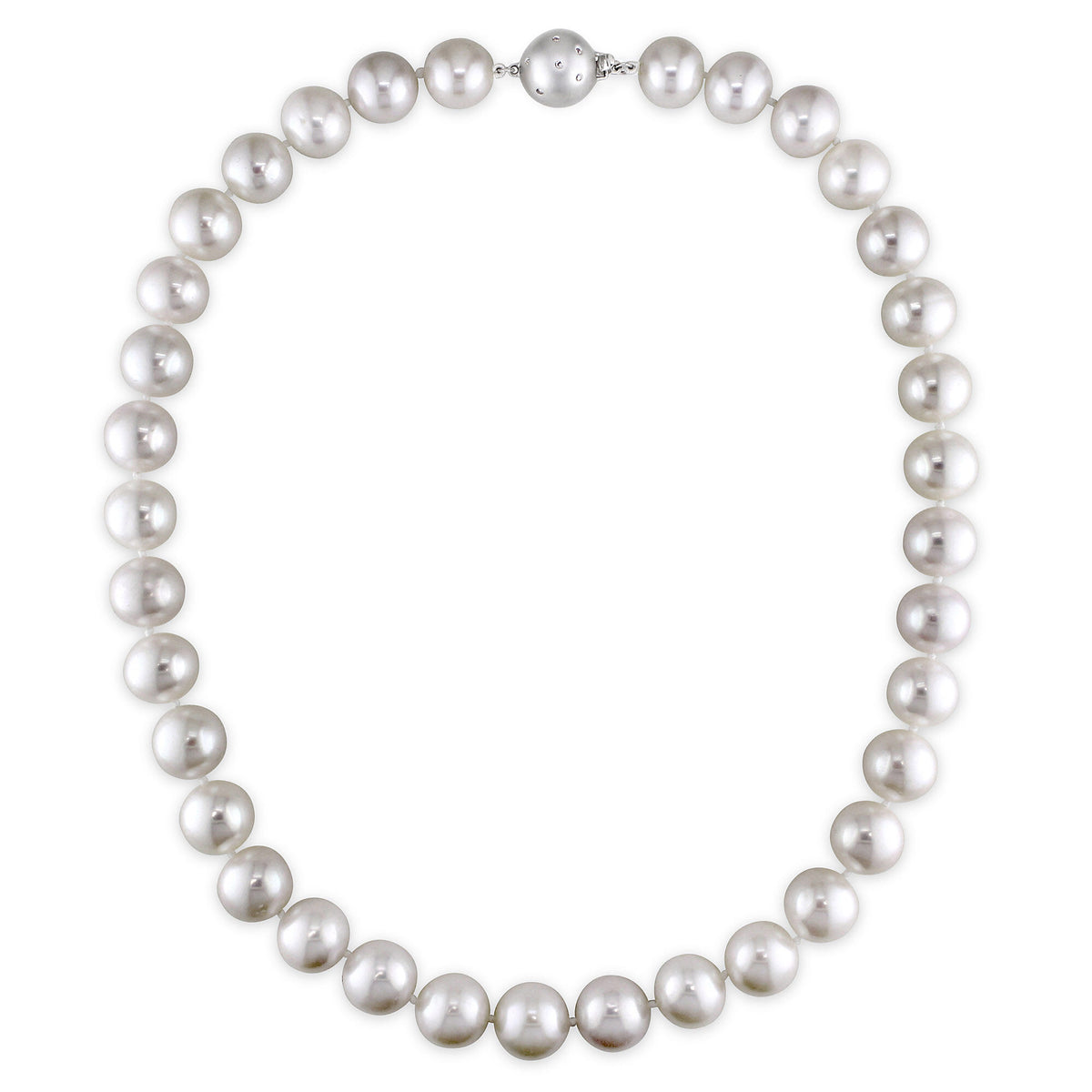 Freshwater Cultured Pearl and Diamond Accent Necklace with 14K White Gold