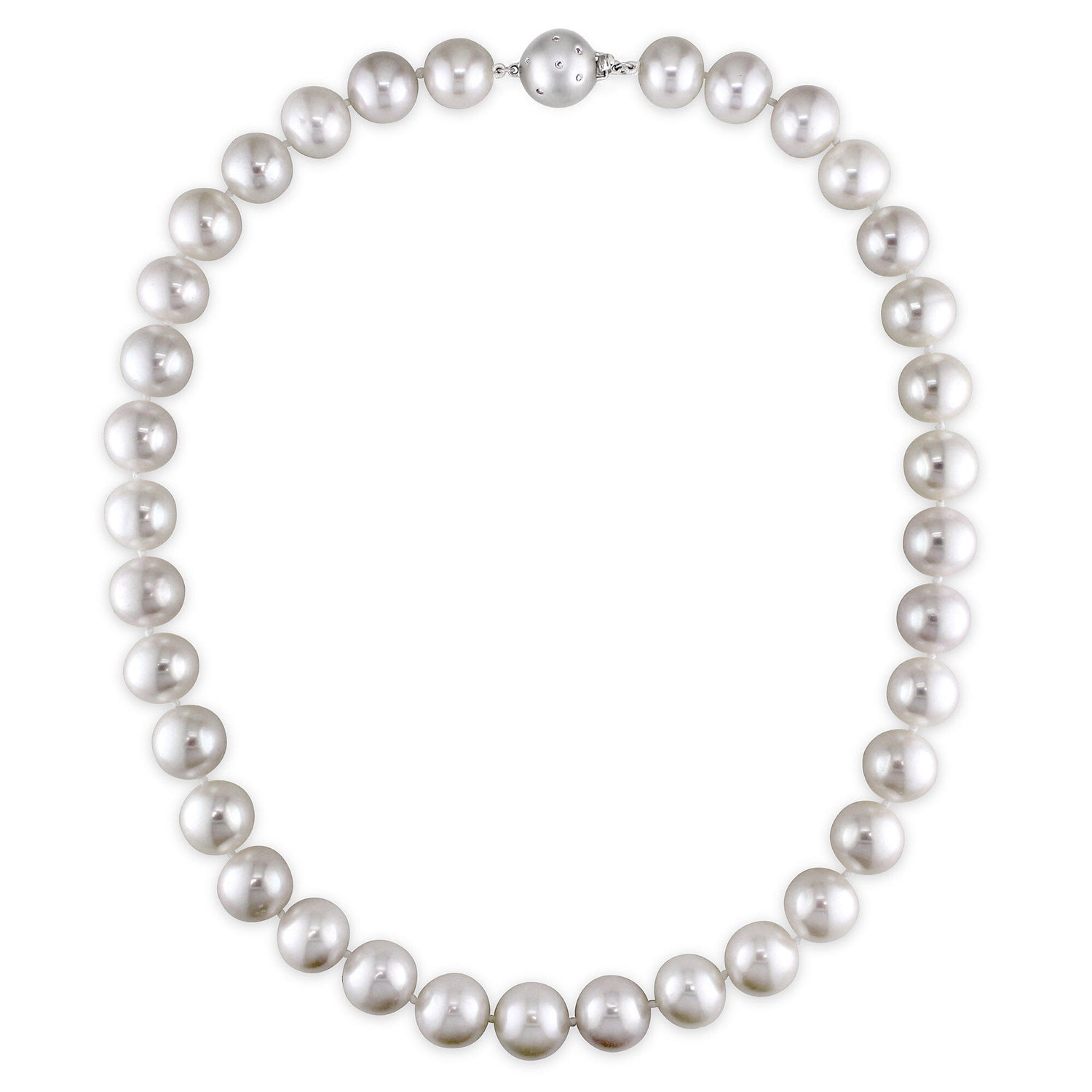 Freshwater Cultured Pearl and Diamond Accent Necklace with 14K White Gold