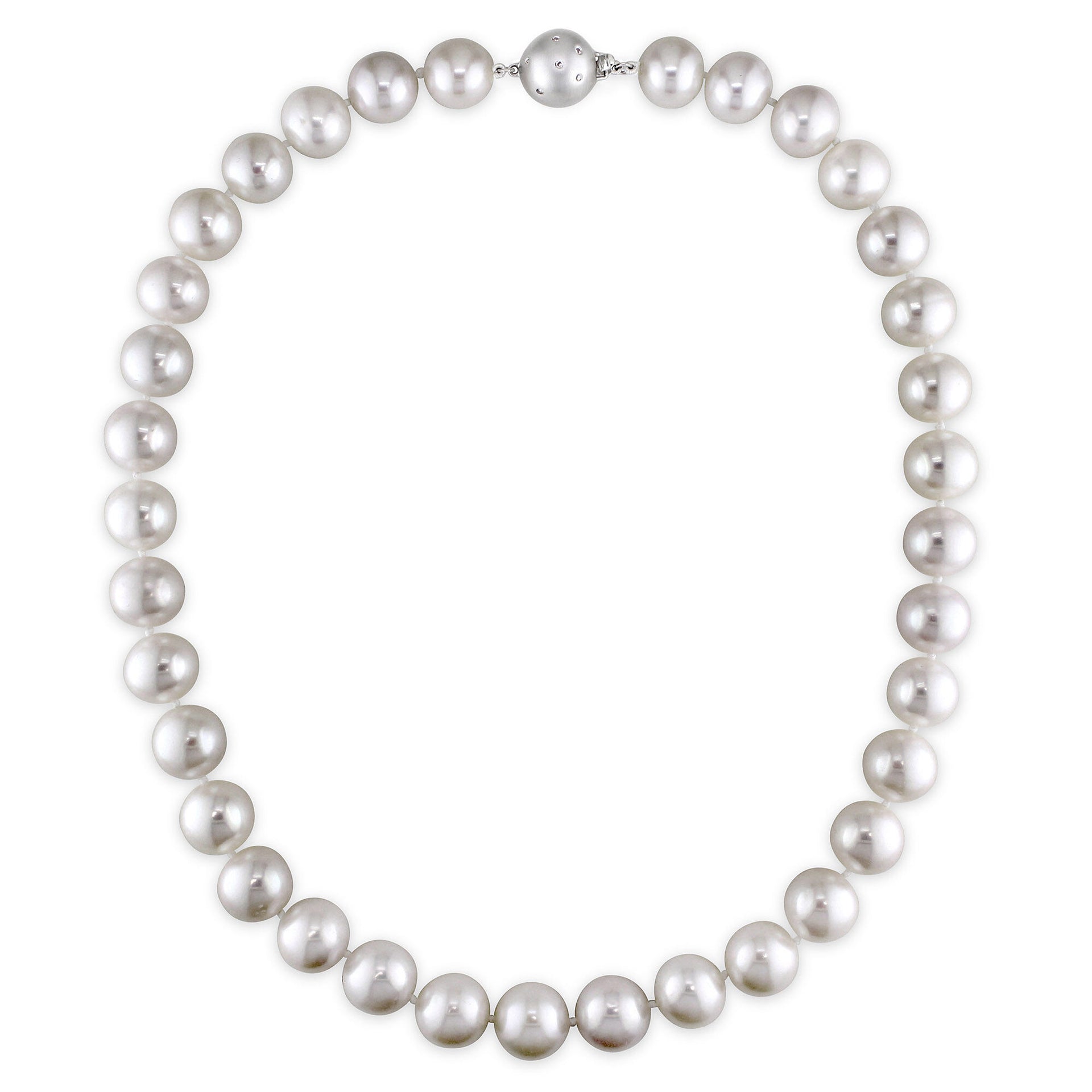 Freshwater Cultured Pearl and Diamond Accent Necklace with 14K White Gold