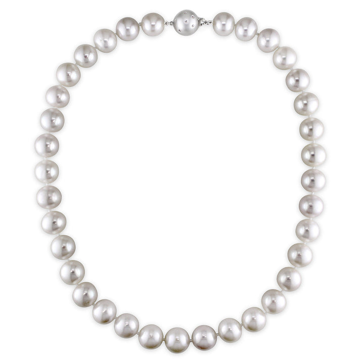 Freshwater Cultured Pearl and Diamond Accent Necklace with 14K White Gold