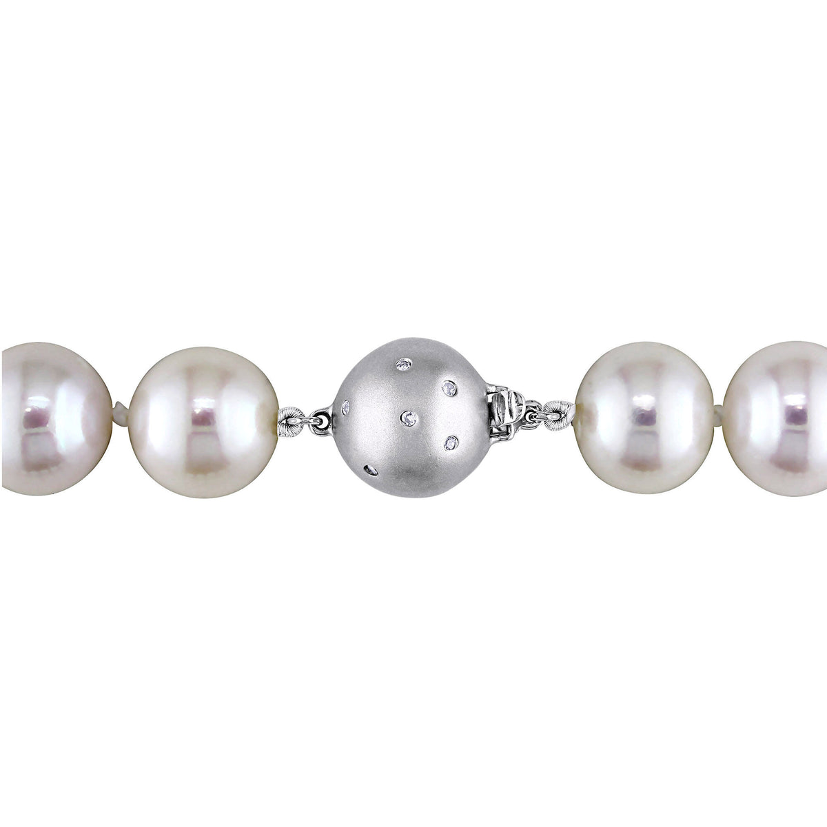 Freshwater Cultured Pearl and Diamond Accent Necklace with 14K White Gold